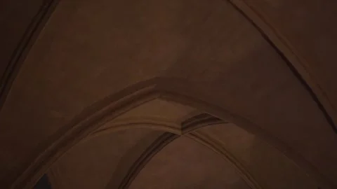 Interior of ancient castle rooms with stone walls 4K Video stock 321182626