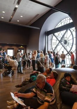 Interior, ancient clock window in Orsay Museum Stock Photos
