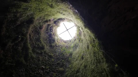 Interior of an ancient Roman well Stock Footage 76559351