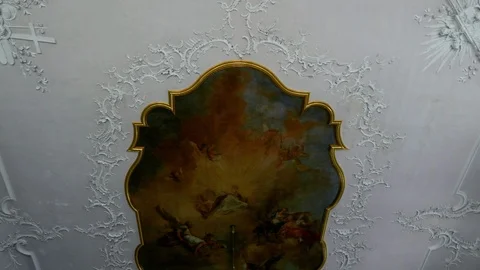 Interior of the ancient Spitalkirche in Bayeruth Stock Footage 116888680