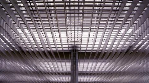 Interior and ceiling of airport archtecture terminal building Stock Photos