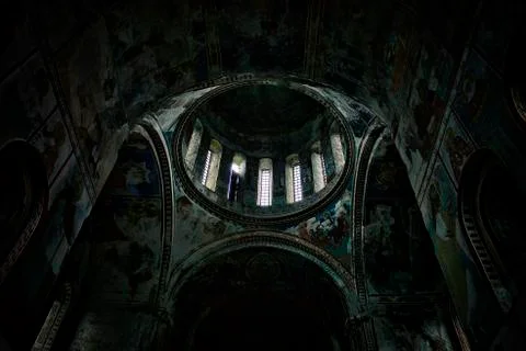 Interior and complex interior paintings of one of the oldest church in the wh Stock Photos