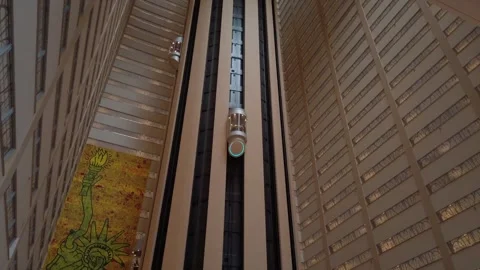  Interior and Elevator follow shot of Marriott Marquis Hotel during NFT.nyc Stock Footage 249795694