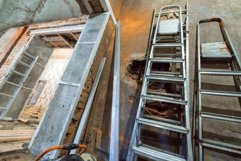 Interior of apartment during construction, remodeling, renovation, extension Stock Photos