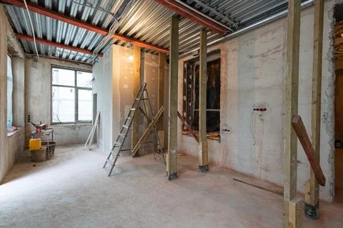 Interior of apartment during construction, remodeling, renovation, extension Stock Photos