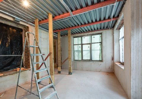 Interior of apartment during construction, remodeling, renovation, extension Stock Photos