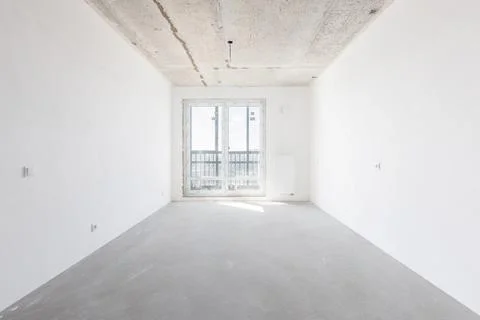 Interior of the apartment without decoration in gray colors Stock Photos