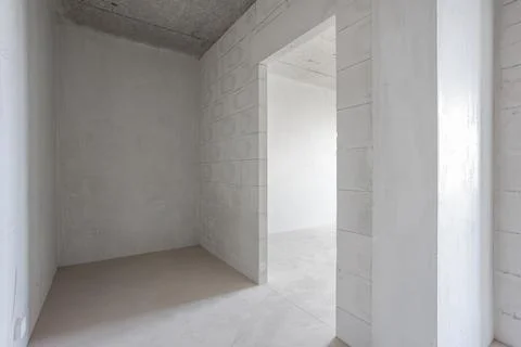 Interior of the apartment without decoration in gray colors. rough finish Stock Photos