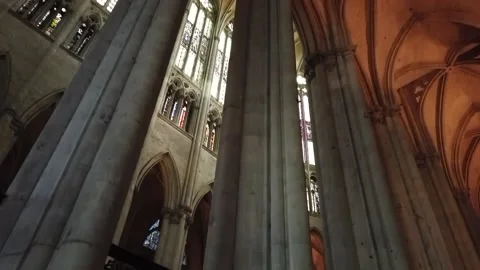 Interior of the apse of the gothic cathedral of Beauvais, France. Stock Footage 141203914