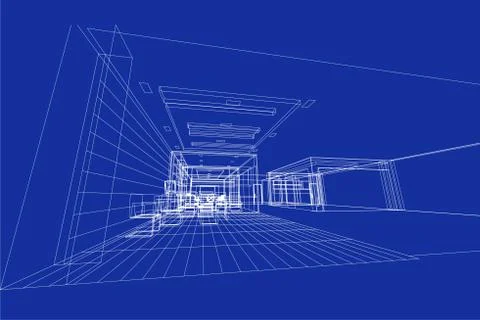 Interior architecture abstract, 3d illustration Stock Illustration