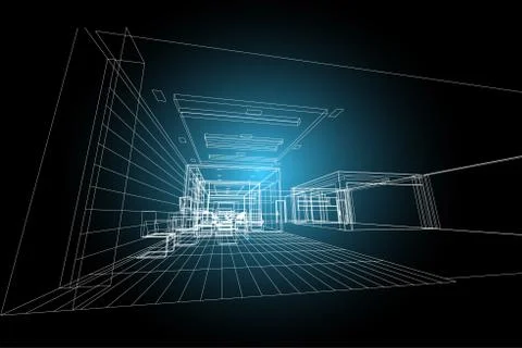Interior architecture abstract, 3d illustration Stock Illustration