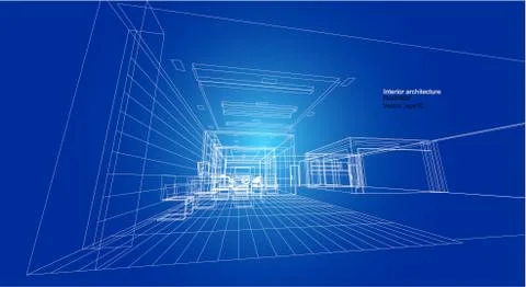 Interior architecture abstract, 3d illustration vector Stock Illustration