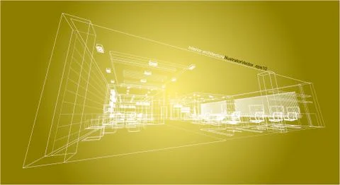 Interior architecture abstract, 3d illustration vector Illustrazione stock
