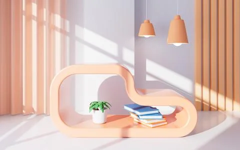 Interior architecture and empty stage, e-commerce background, 3d rendering. Stock Illustration