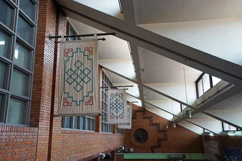 Interior architecture design and decoration at Tribhuvan International Airport Stock Photos
