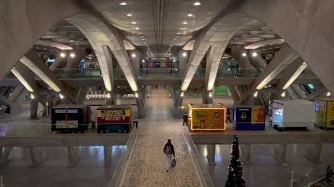 Interior architecture of Oriente Station in Lisbon, Portugal.  01.09.2025. Stock Footage 299930117
