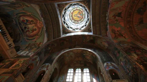 Interior architecture of an orthodox cathedral Stock Footage 63539103