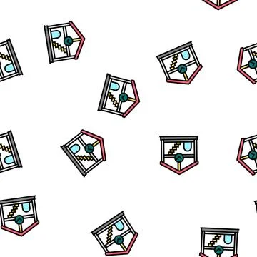 Interior architecture room design vector seamless pattern Stock Illustration