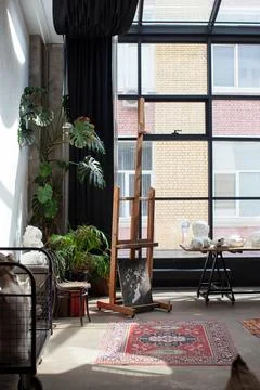 Interior of artist's workshop. Stock Photos