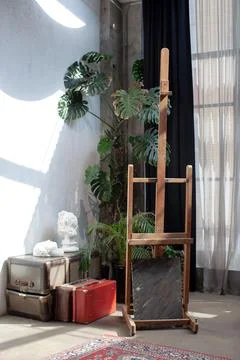 Interior of artist's workshop. Stock Photos