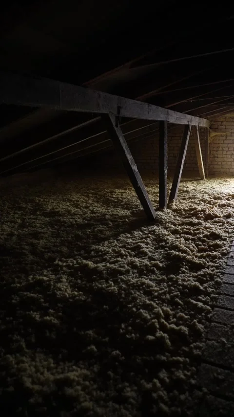 Interior Attic Loft With Rafters, Triangular Supports, Insulation Vidéo 324794754