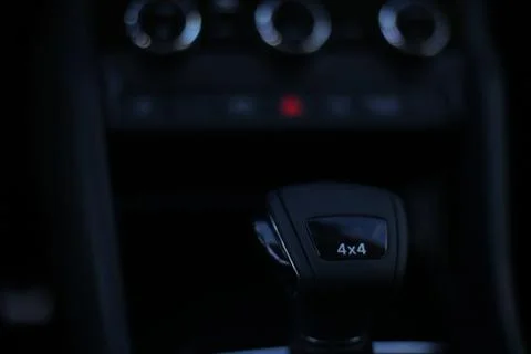 Interior automatic transmission of a 4x4 modern off road car Stock Photos
