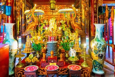 Interior of the Bach Ma Temple Stock Photos