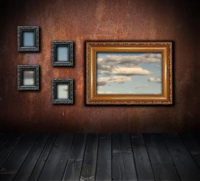 Interior backdrop with view to the sky Foto stock