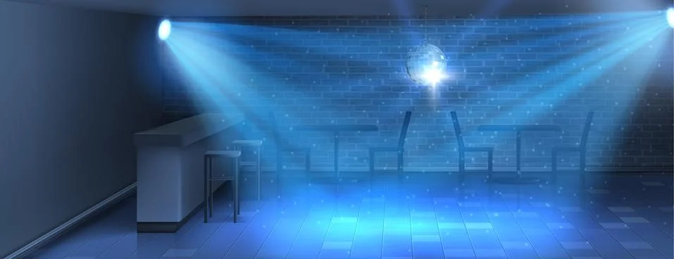 Interior background with empty dance floor Illustrazione stock