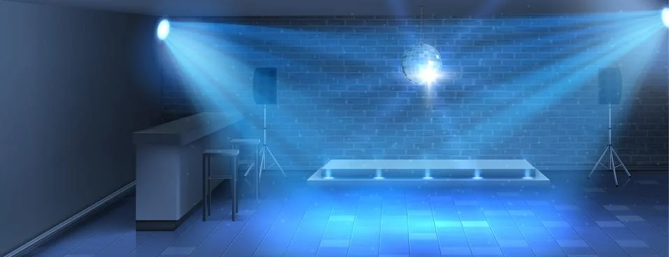 Interior background with empty dance floor Illustrazione stock