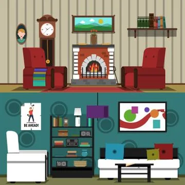 Interior Banner Horizontal Illustrazione stock