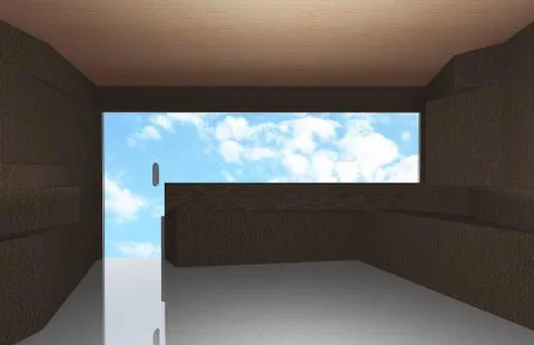 Interior with bark wood pattern wall Stock Illustration