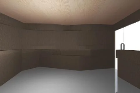 Interior with bark wood pattern wall Illustrazione stock