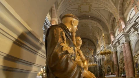Interior of Baroque Catholic Cathedral Stock Footage 113767487