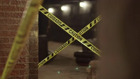 Interior Basement of Abandoned Building with Caution Tape 库存影片 82290061
