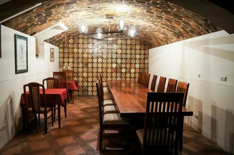 Interior of the basement restaurant. Photos