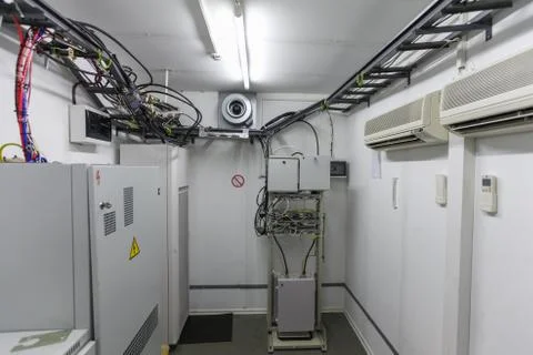 Interior of basic station of communications equipment. Stock Photos