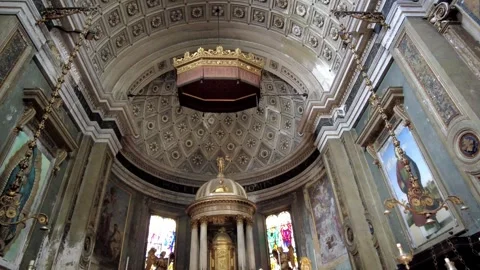 The interior of the Basilica di Santo Stefano Maggiore, Milan Stock Footage 313685693