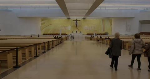 Interior of the Basilica of the Most Holy Trinity. Fatima, Portugal Stock Footage 253926364