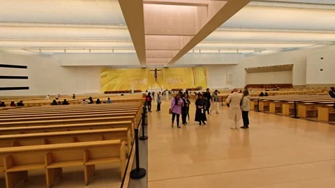 Interior of Basilica of the Most Holy Trinity in Fatima, Portugal Video stock 300794247