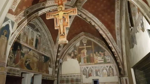 Interior of the Basilica of Saint Clare in Assisi, Italy Stock Footage 204150146