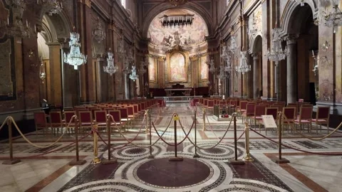 Interior of Basilica of Santi Giovanni e Paolo in Rome, Italy Stock Footage 321714913
