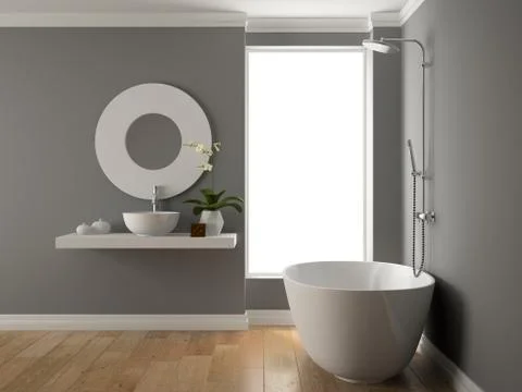 Interior of bathroom 3D rendering Stock Illustration
