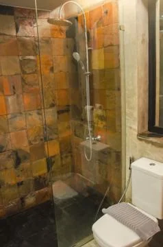 Interior bathroom shower Stock Photos