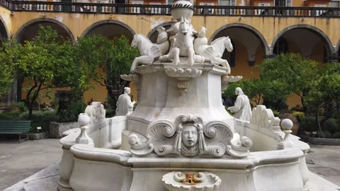 Interior of the beautiful Monastery of San Gregorio Armeno in Naples, Italy Stock Footage 133418996