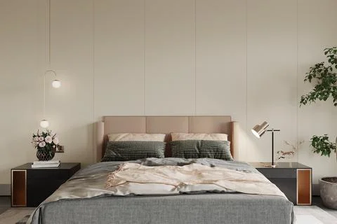 Interior of bedroom, 3d render Stock Illustration