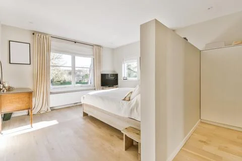 Interior of bedroom with bed Stock Photos
