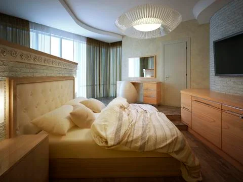 Interior bedroom loft style Stock Illustration