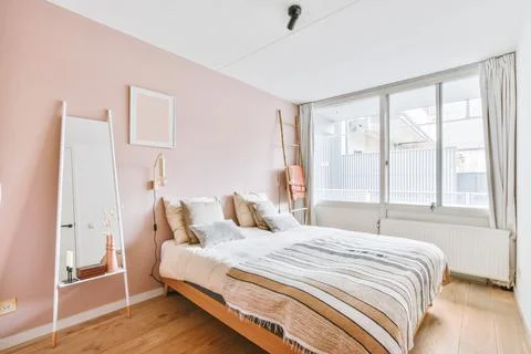 Interior of bedroom with mirror Stock Photos