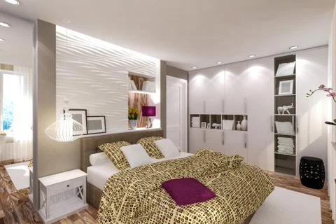 Interior Bedroom in modern style Ilustración de archivo